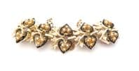Vintage Jewelcraft Faux Pearl And Black Enamel Heart Design Panel Bracelet Complete With Safety Chai