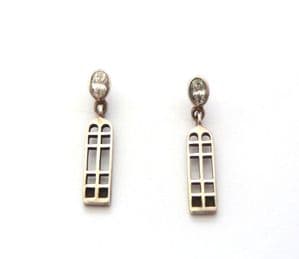 Vintage Kit Heath Small Sterling Silver And Cubic Zirconia Abstract Rennie Mackintosh Geometric Drop