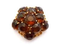 Vintage Large Abstract Floral Design Smoky Topaz Coloured Rhinestone Set Brooch By Sphinx