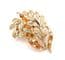 Vintage Large Amber Yellow Rhinestone Set Leaf Design Brooch