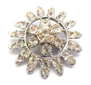 Vintage Large Atomic Flower Design Rhinestone Set Brooch