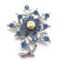 Vintage Large Blue And Aurora Borealis Rhinestone Set Floral Design Statement Brooch