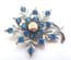 Vintage Large Blue And Aurora Borealis Rhinestone Set Floral Design Statement Brooch