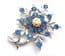 Vintage Large Blue And Aurora Borealis Rhinestone Set Floral Design Statement Brooch