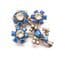 Vintage Large Blue And Clear Rhinestone Set Floral Style Mid Century Design Brooch