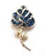 Vintage Large Blue Rhinestone Set Floral Design Brooch