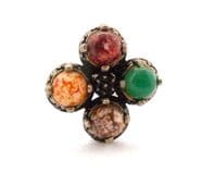 Vintage Large Celtic Scottish Design Faux Gem Set Scarf Ring