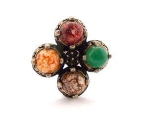 Vintage Large Celtic Scottish Design Faux Gem Set Scarf Ring