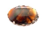 Vintage Large Celtic Style Marbled Porphyry Glass Statement Brooch By Miracle