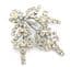 Vintage Large Clear Rhinestone Set Abstract Floral Design Brooch