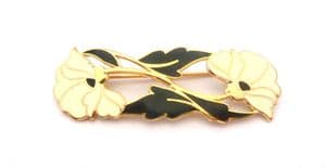 Vintage Large Cloisonne Double Primrose Flower Floral Design Brooch