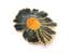 Vintage Large Cloisonne Enamel Black Flower Design Brooch