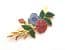 Vintage Large Cloisonne Enamel Blue And Red Floral Design Brooch By Fish And Crown