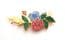 Vintage Large Cloisonne Enamel Blue And Red Floral Design Brooch By Fish And Crown