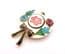 Vintage Large Cloisonne Floral Detailed Hat Design Brooch