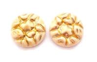 Vintage Large Cream And Gold Retro Design Clip On Earrings