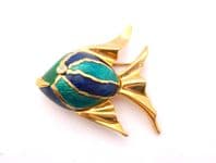 Vintage Large Enamel Tropical Fish Retro Design Statement Brooch
