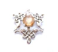 Vintage Large Faux Cairngorm Rhinestone Set Scottish Celtic Style Zoomorphic Design Brooch