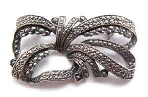 Vintage Large Faux Marcasite Abstract Modernist Design Brooch