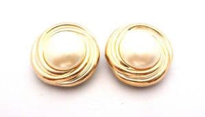 Vintage Large Faux Pearl Retro Knot Design Clip On Earrings