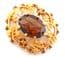 Vintage Large Faux Smoky Topaz And Foliate Design Brooch By Sarah Coventry.