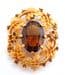 Vintage Large Faux Smoky Topaz And Foliate Design Brooch By Sarah Coventry.