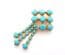 Vintage Large Faux Turquoise Glass Rhinestone Set Geometric Design Cascade Drop Brooch