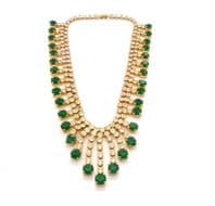 Vintage Large Green And Clear Rhinestone Set Geometric Fringe Drop Statement Design choker Necklace
