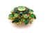 Vintage Large Green Rhinestone Set Layered Floral Geometric Design Brooch