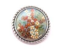 Vintage Large Hand Painted Flower Floral Design Brooch