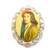 Vintage Large Joseph Stieler Portrait Print Design Brooch Of Katerina Botsaris