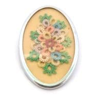Vintage Large Lace Work Abstract Floral Design Brooch