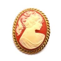 Vintage Large Lady Cameo Design Brooch