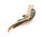 Vintage Large Long Tailed Parrot Bird Design Enamel And Rhinestone Detailed Retro Style Brooch