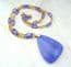 Vintage Large Marbled Purple Plastic Triangular Shaped Retro Pendant And Necklace