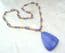 Vintage Large Marbled Purple Plastic Triangular Shaped Retro Pendant And Necklace