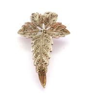 Vintage Large Marcasite Set Ivy Leaf Style Brooch