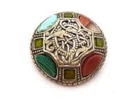 Vintage Large Miracle Celtic Zoomorphic Design Faux Gem Set Shield Design Brooch