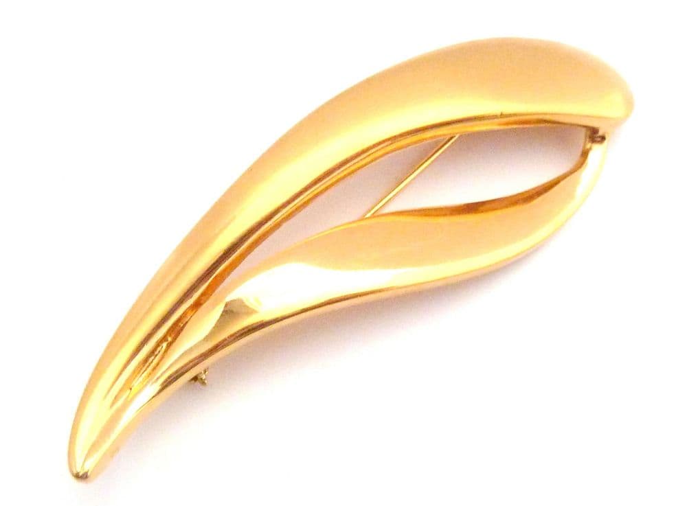 Vintage Large Modernist Curved Style Brooch By Keyes