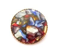 Vintage Large Mosaic Lucite Retro Design Brooch