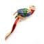 Vintage Large Parrot Long Tailed Bird Design Enamel And Rhinestone Detailed Retro Style Brooch