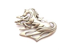 Vintage Large Pewter Horse Design Brooch By St.Justin