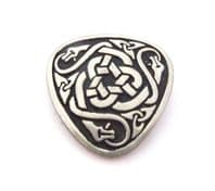 Vintage Large Pewter Zoomorphic Celtic Knot Work Detailed Brooch By St Justin