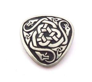 Vintage Large Pewter Zoomorphic Celtic Knot Work Detailed Brooch By St Justin