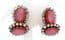 Vintage Large Pink Satin Glass And Aurora Borealis Rhinestone Design Clip On Earrings By Schoffel