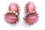 Vintage Large Pink Satin Glass And Aurora Borealis Rhinestone Design Clip On Earrings By Schoffel