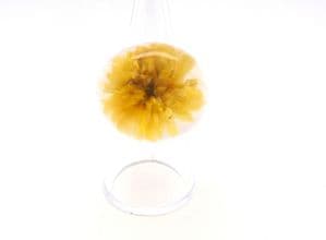 Vintage Large Raised Dried Yellow Flower In Lucite Retro Statement Bubble Ring