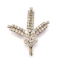 Vintage Large Rhinestone Set Abstract Modernist Floral Design Brooch