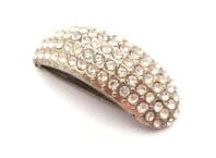 Vintage Large Rhinestone Set Art Deco Era Geometric Curved Design Dress Clip