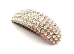 Vintage Large Rhinestone Set Art Deco Era Geometric Curved Design Dress Clip